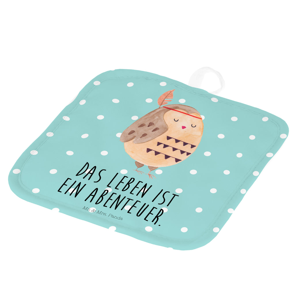 2er Set Topflappen  Eule Federschmuck Topflappen, Topfuntersetzer, Ofenhandschuh, Topflappen Set, Topflappen lustig, Topflappen mit Spruch, Eule, Eule Deko, Owl, Das Leben ist ein Abenteuer, Reisespruch, Federschmuck, Dekoration