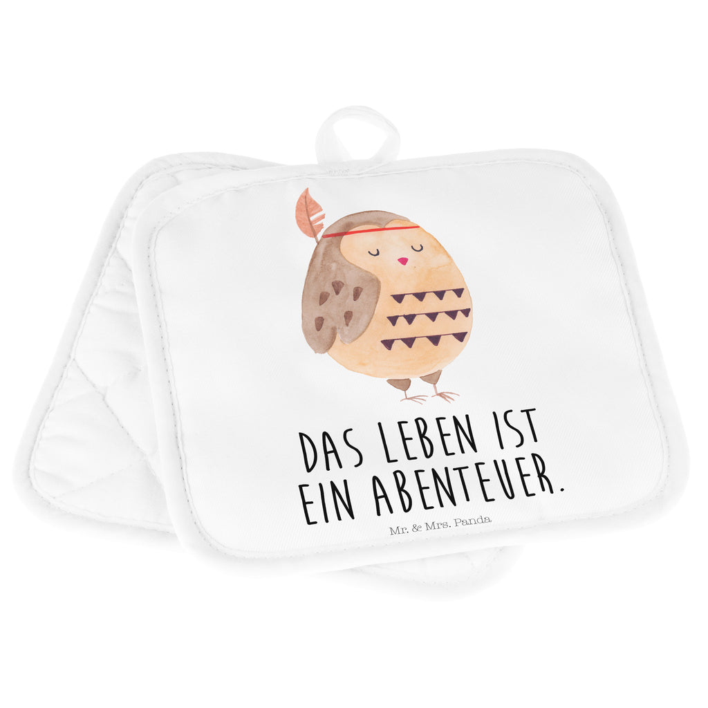 2er Set Topflappen  Eule Federschmuck Topflappen, Topfuntersetzer, Ofenhandschuh, Topflappen Set, Topflappen lustig, Topflappen mit Spruch, Eule, Eule Deko, Owl, Das Leben ist ein Abenteuer, Reisespruch, Federschmuck, Dekoration