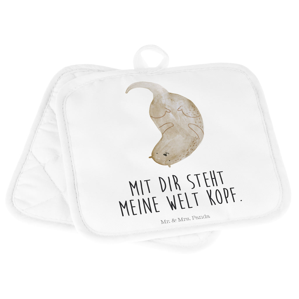 2er Set Topflappen  Otter kopfüber Topflappen, Topfuntersetzer, Ofenhandschuh, Topflappen Set, Topflappen lustig, Topflappen mit Spruch, Otter, Fischotter, Seeotter, Otter Seeotter See Otter