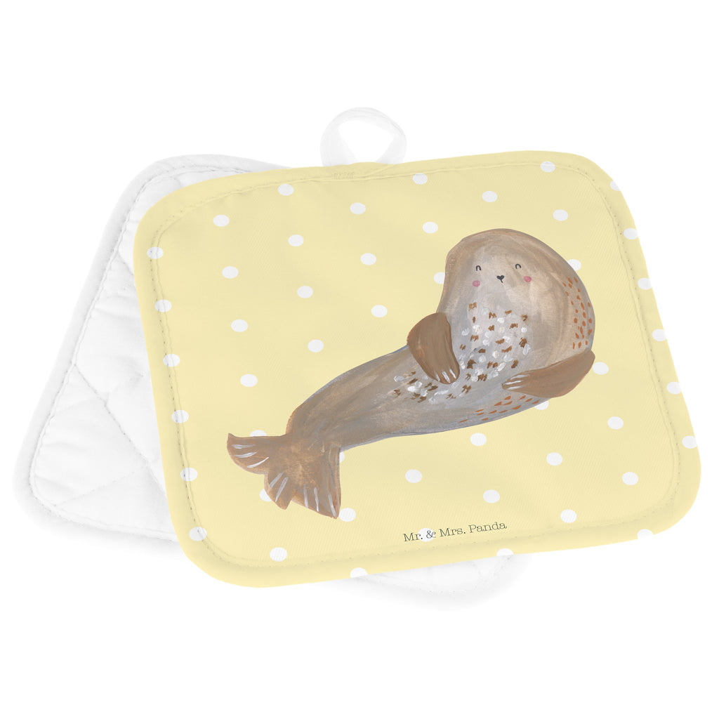 2er Set Topflappen  Robbe lachend Topflappen, Topfuntersetzer, Ofenhandschuh, Topflappen Set, Topflappen lustig, Topflappen mit Spruch, Tiermotive, Gute Laune, lustige Sprüche, Tiere, Robbe, Robben, Seehund, Strand, Meerestier, Ostsee, Nordsee