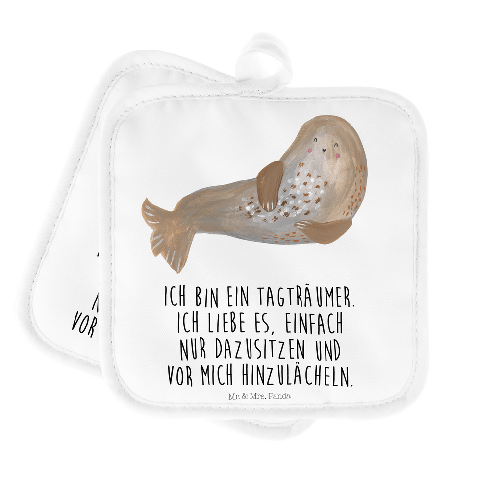 2er Set Topflappen  Robbe lachend Topflappen, Topfuntersetzer, Ofenhandschuh, Topflappen Set, Topflappen lustig, Topflappen mit Spruch, Tiermotive, Gute Laune, lustige Sprüche, Tiere, Robbe, Robben, Seehund, Strand, Meerestier, Ostsee, Nordsee