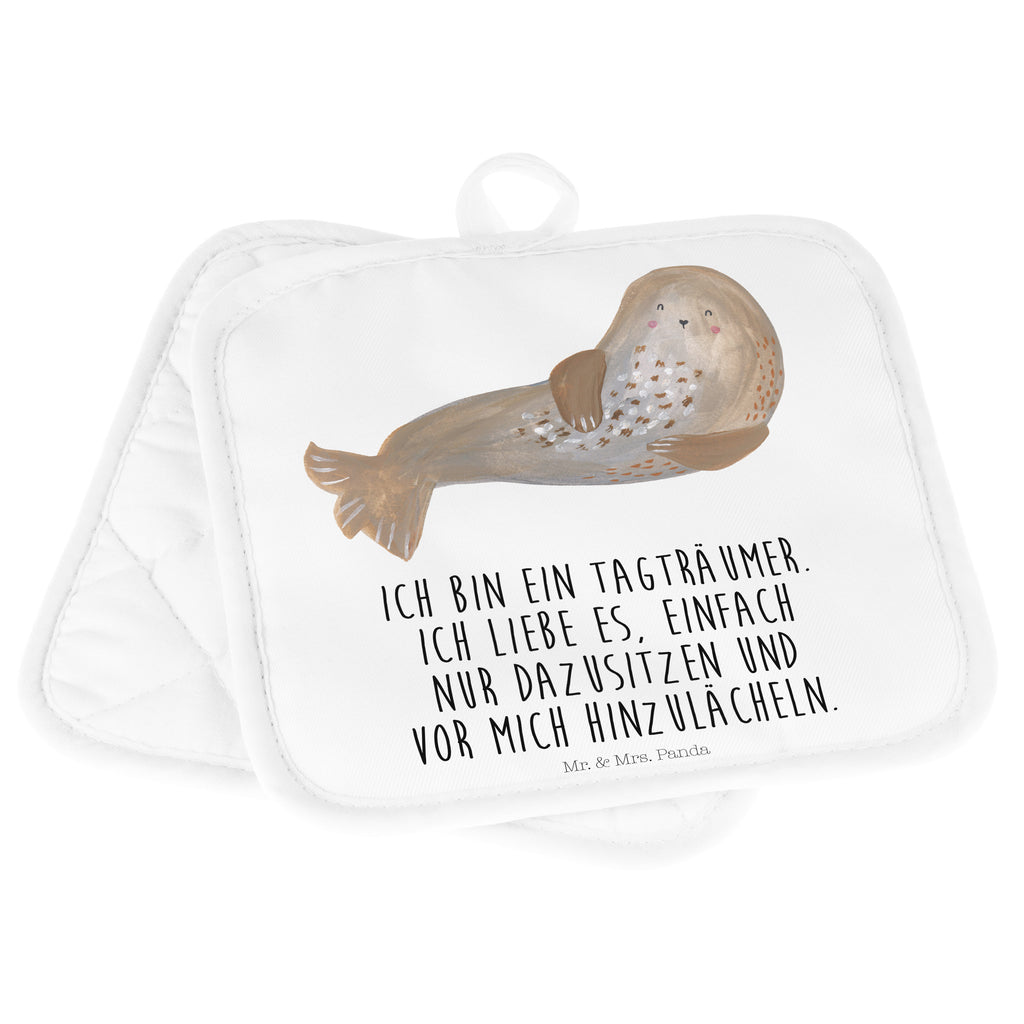2er Set Topflappen  Robbe lachend Topflappen, Topfuntersetzer, Ofenhandschuh, Topflappen Set, Topflappen lustig, Topflappen mit Spruch, Tiermotive, Gute Laune, lustige Sprüche, Tiere, Robbe, Robben, Seehund, Strand, Meerestier, Ostsee, Nordsee