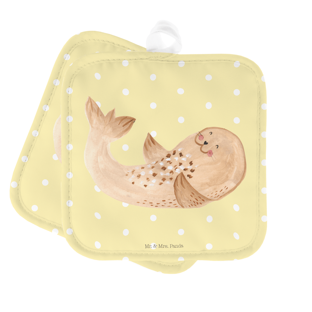 2er Set Topflappen  Robbe liegend Topflappen, Topfuntersetzer, Ofenhandschuh, Topflappen Set, Topflappen lustig, Topflappen mit Spruch, Tiermotive, Gute Laune, lustige Sprüche, Tiere, Robbe, Robben, Seehund, Strand, Meerestier, Ostsee, Nordsee, Lachen, Freude