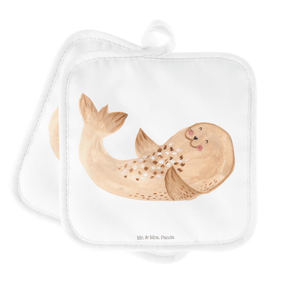 2er Set Topflappen  Robbe liegend Topflappen, Topfuntersetzer, Ofenhandschuh, Topflappen Set, Topflappen lustig, Topflappen mit Spruch, Tiermotive, Gute Laune, lustige Sprüche, Tiere, Robbe, Robben, Seehund, Strand, Meerestier, Ostsee, Nordsee, Lachen, Freude