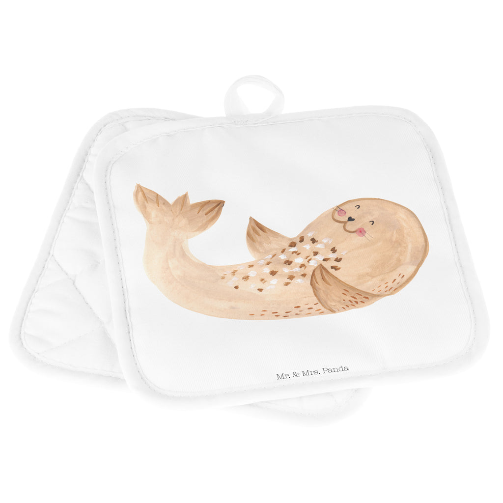 2er Set Topflappen  Robbe liegend Topflappen, Topfuntersetzer, Ofenhandschuh, Topflappen Set, Topflappen lustig, Topflappen mit Spruch, Tiermotive, Gute Laune, lustige Sprüche, Tiere, Robbe, Robben, Seehund, Strand, Meerestier, Ostsee, Nordsee, Lachen, Freude