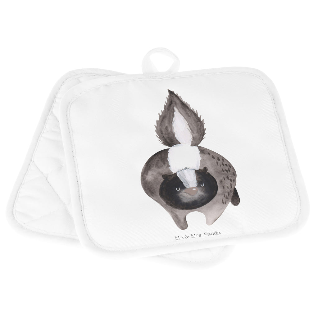 2er Set Topflappen  Stinktier Angriff Topflappen, Topfuntersetzer, Ofenhandschuh, Topflappen Set, Topflappen lustig, Topflappen mit Spruch, Stinktier, Skunk, Wildtier, Raubtier, Stinker, Stinki, wütend, Drohung