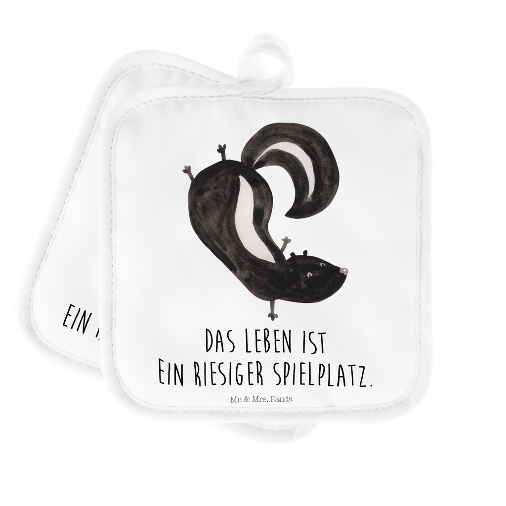 2er Set Topflappen  Stinktier Handstand Topflappen, Topfuntersetzer, Ofenhandschuh, Topflappen Set, Topflappen lustig, Topflappen mit Spruch, Stinktier, Skunk, Wildtier, Raubtier, Stinker, Stinki, Spielplatz, verpielt, Kind