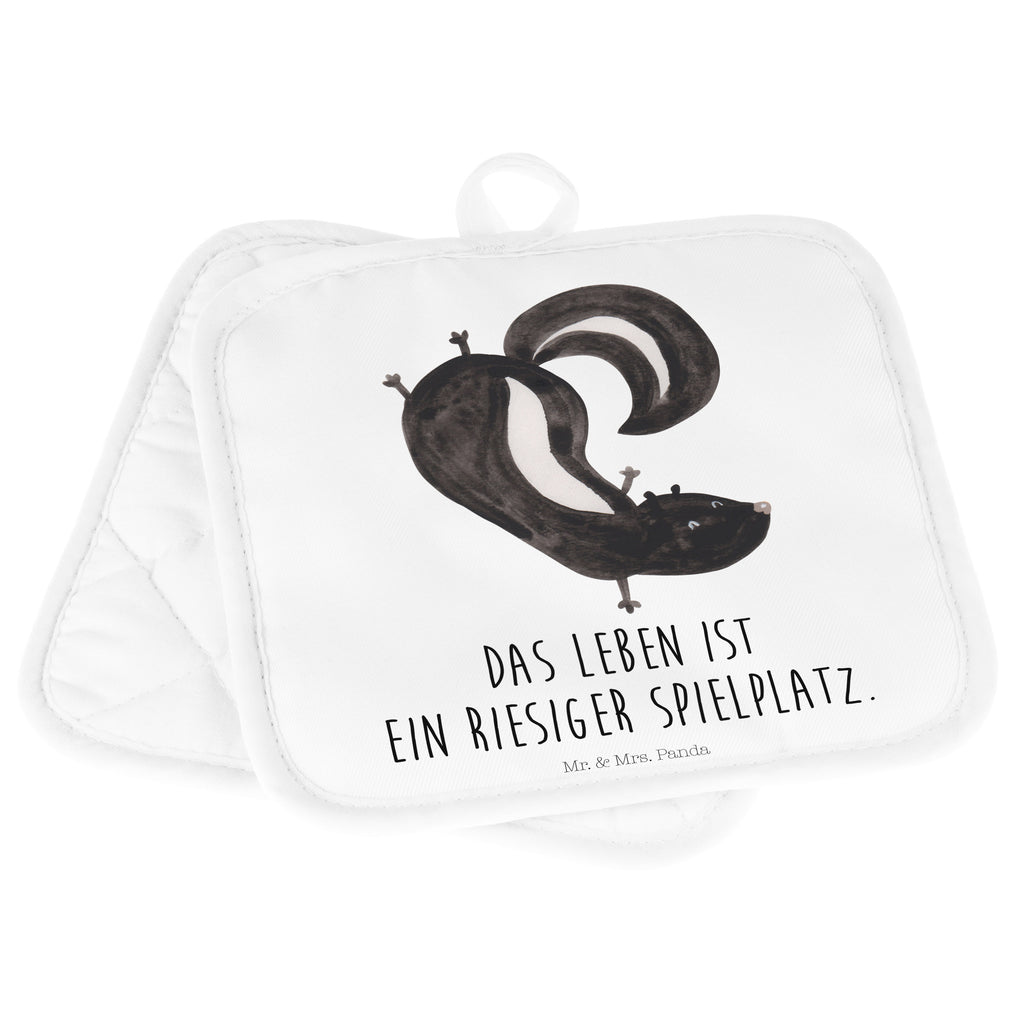 2er Set Topflappen  Stinktier Handstand Topflappen, Topfuntersetzer, Ofenhandschuh, Topflappen Set, Topflappen lustig, Topflappen mit Spruch, Stinktier, Skunk, Wildtier, Raubtier, Stinker, Stinki, Spielplatz, verpielt, Kind