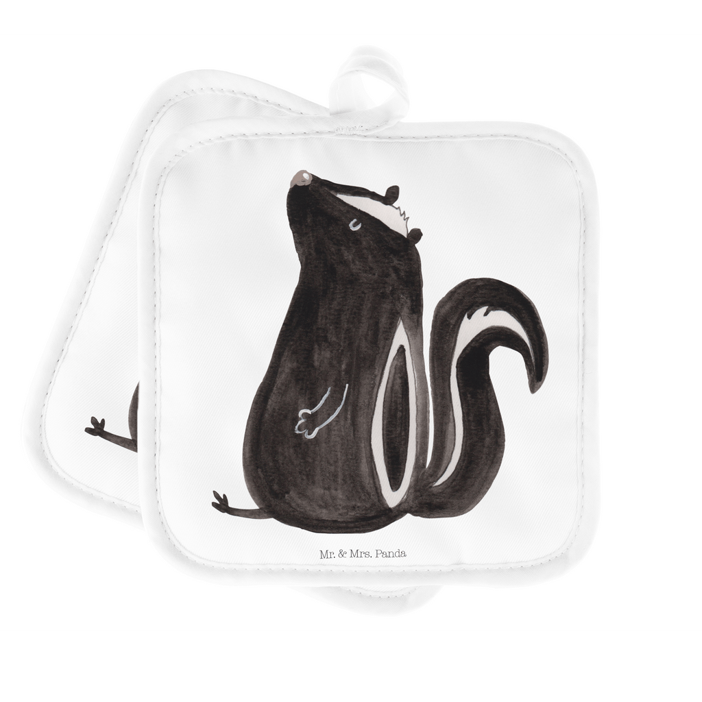 2er Set Topflappen  Stinktier sitzend Topflappen, Topfuntersetzer, Ofenhandschuh, Topflappen Set, Topflappen lustig, Topflappen mit Spruch, Stinktier, Skunk, Wildtier, Raubtier, Stinker, Stinki, Spruch, Büro, Recht, Besserwisser