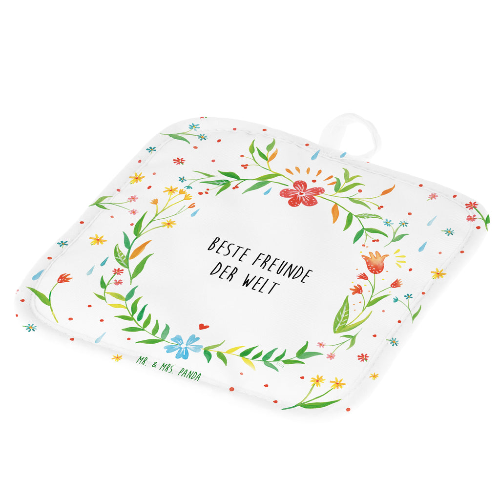 2er Set Topflappen  Design Frame Barfuß Wiese Freunde Geschenk Topflappen, Topfuntersetzer, Ofenhandschuh, Topflappen Set, Topflappen lustig, Topflappen mit Spruch Freunde, best friends, Freundschaft, Freundin, Freund, Clique, Kumpel, bae, bff,  