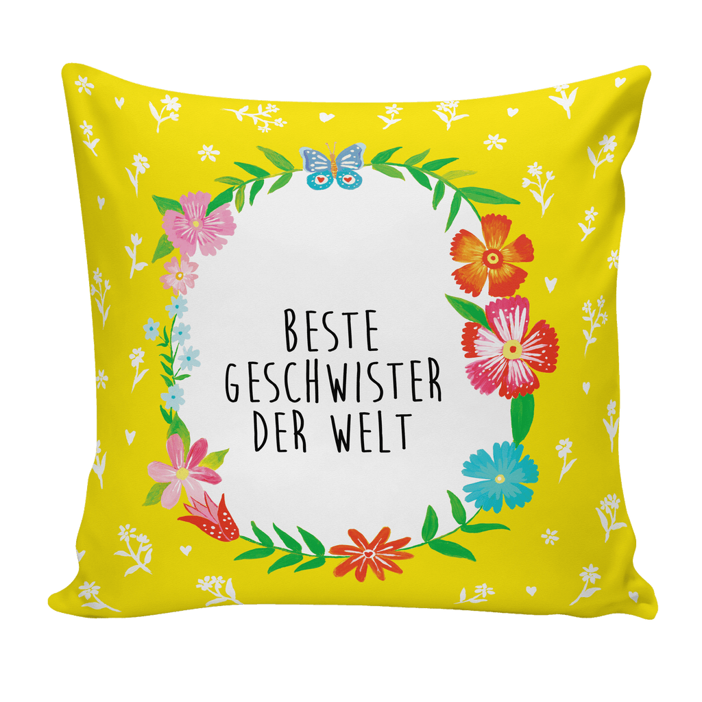40x40 Kissen Design Frame Happy Girls Geschwister Kissenhülle, Kopfkissen, Sofakissen, Dekokissen, Motivkissen, Geschenk
