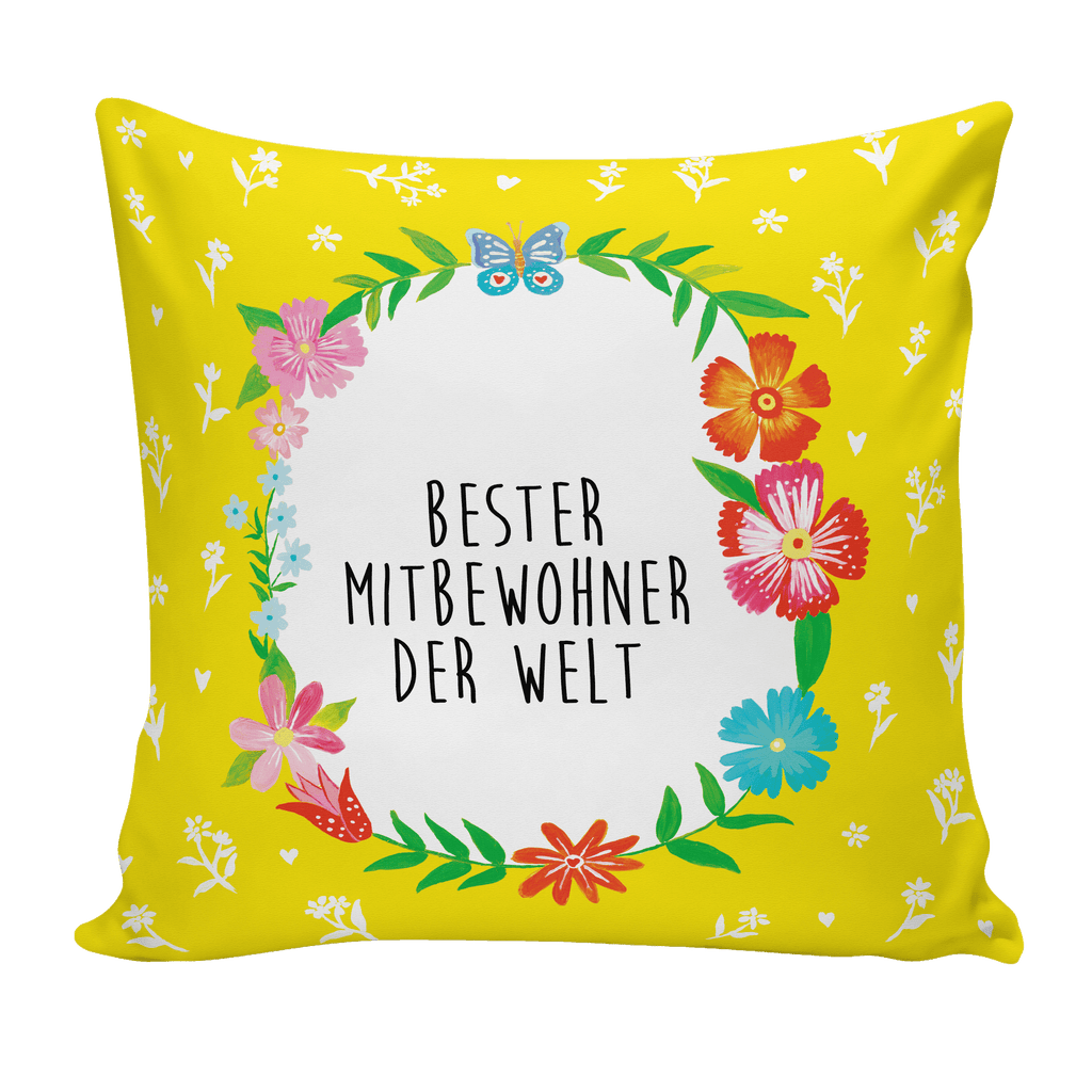 40x40 Kissen Design Frame Happy Girls Mitbewohner Kissenhülle, Kopfkissen, Sofakissen, Dekokissen, Motivkissen, Geschenk