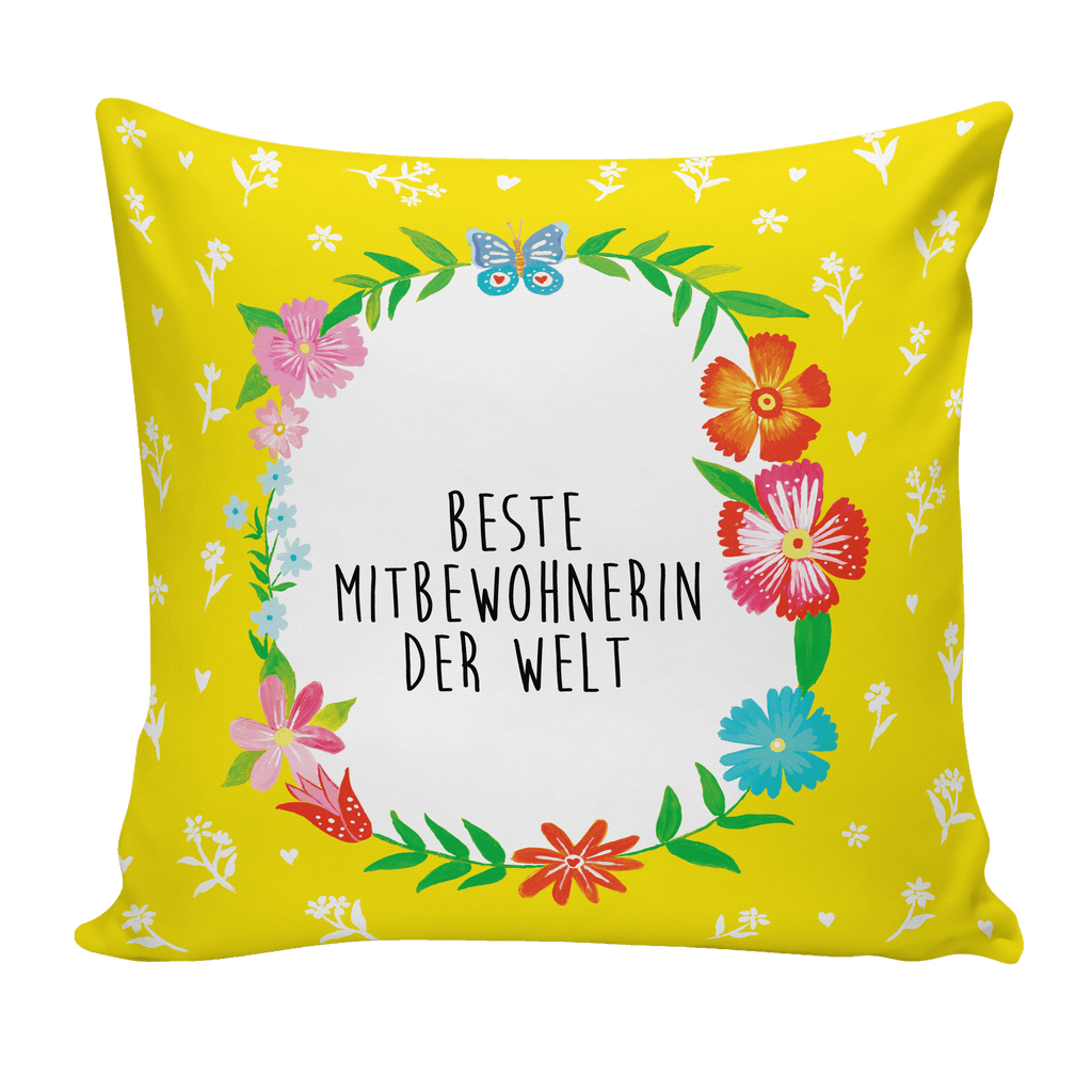 40x40 Kissen Design Frame Happy Girls Mitbewohnerin Kissenhülle, Kopfkissen, Sofakissen, Dekokissen, Motivkissen, Geschenk