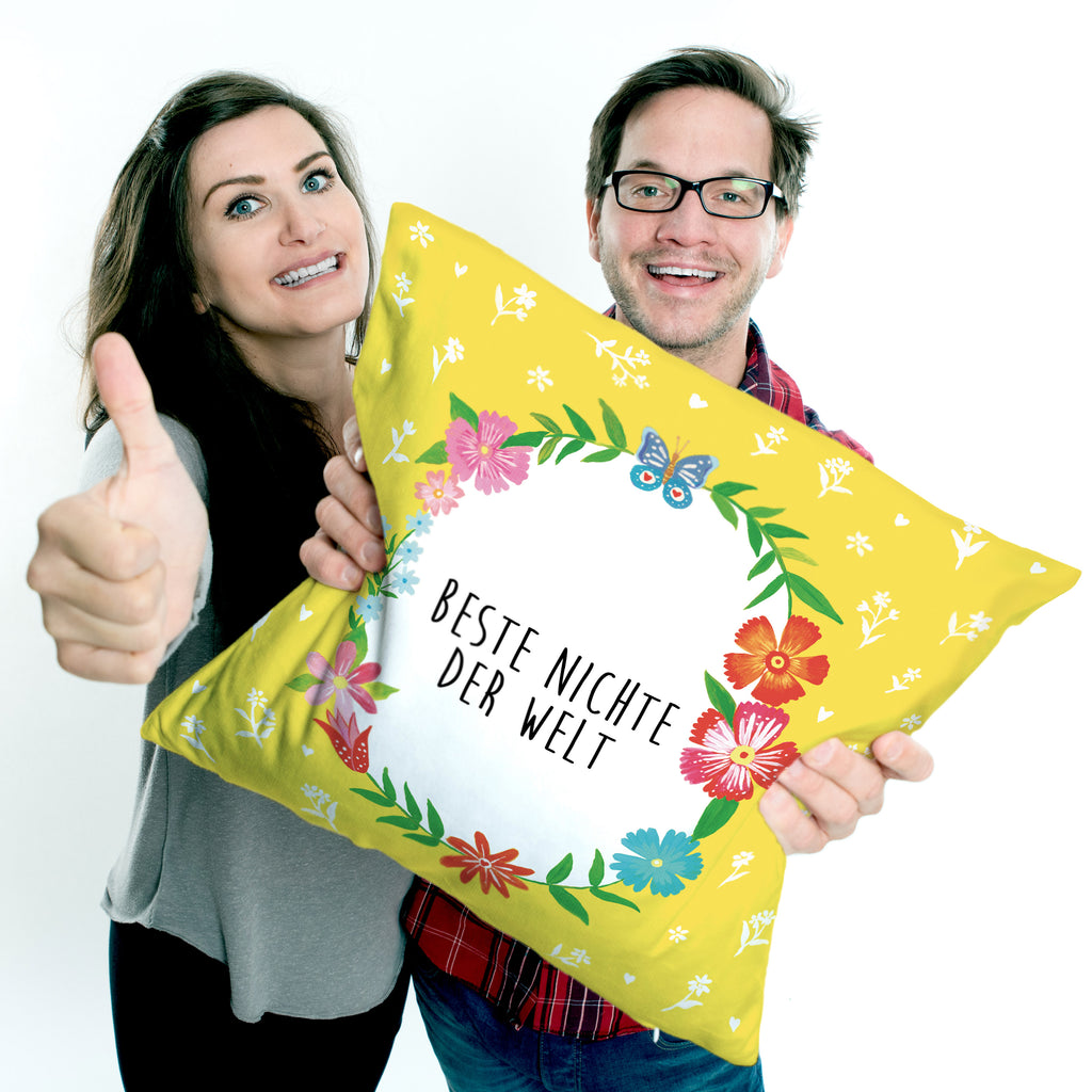 40x40 Kissen Design Frame Happy Girls Nichte Kissenhülle, Kopfkissen, Sofakissen, Dekokissen, Motivkissen, Geschenk