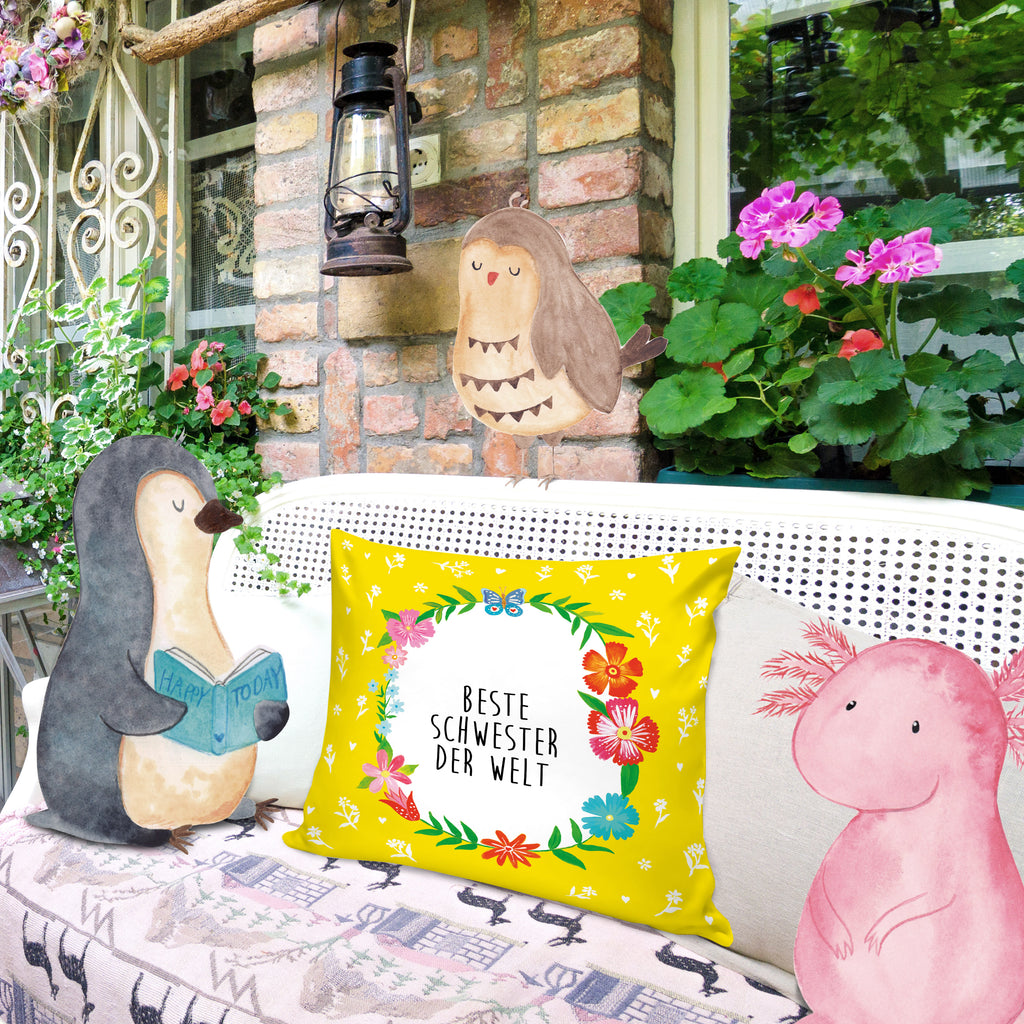 40x40 Kissen Design Frame Happy Girls Schwester Kissenhülle, Kopfkissen, Sofakissen, Dekokissen, Motivkissen, Geschenk