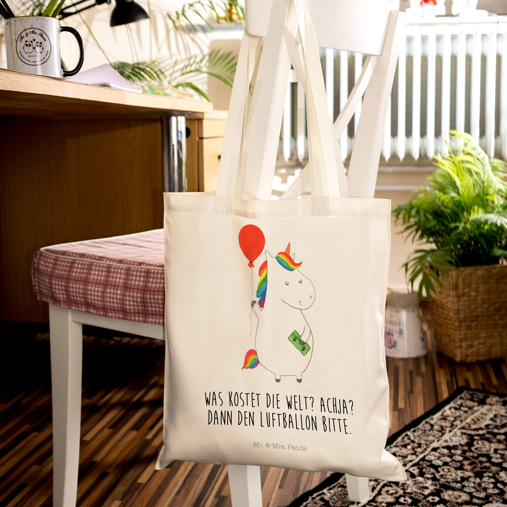 Tragetasche Einhorn Luftballon Beuteltasche, Beutel, Einkaufstasche, Jutebeutel, Stoffbeutel, Einhorn, Einhörner, Einhorn Deko, Pegasus, Unicorn, Luftballon, Geld, Lebenslust, Freude, Geschenk, Freundin