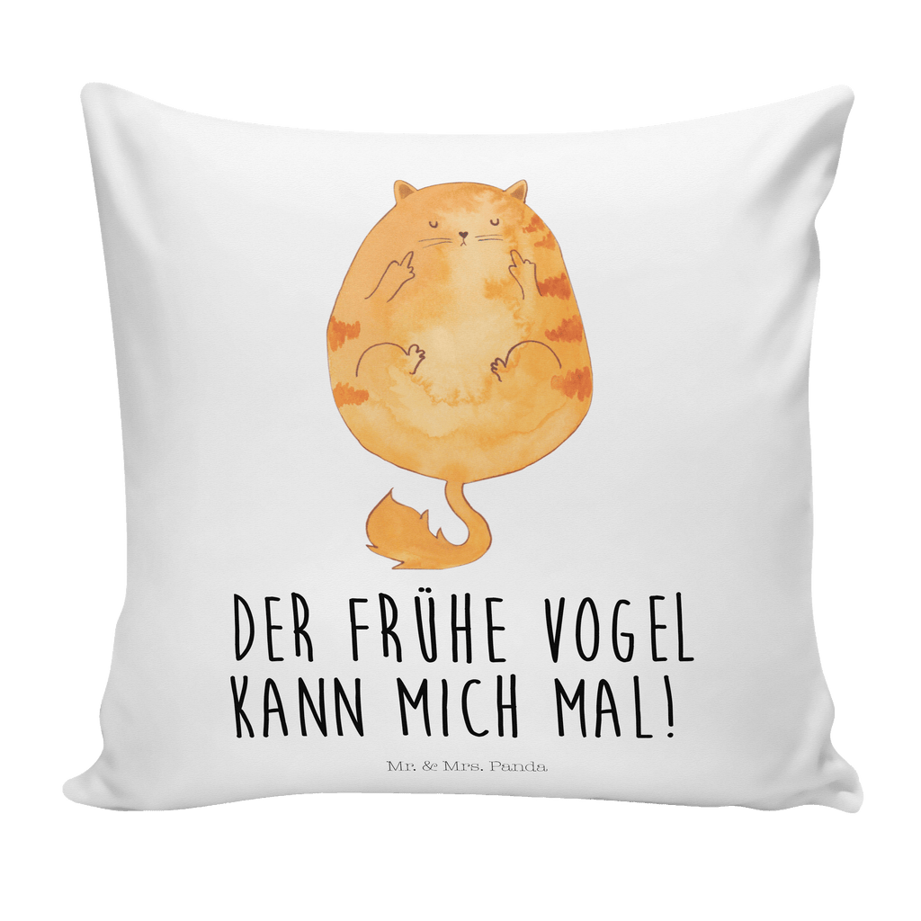 40x40 Kissen Katze Frühaufsteher Kissenhülle, Kopfkissen, Sofakissen, Dekokissen, Motivkissen, Katze, Katzenmotiv, Katzenfan, Katzendeko, Katzenfreund, Katzenliebhaber, Katzenprodukte, Katzenartikel, Katzenaccessoires, Katzensouvenirs, Katzenliebhaberprodukte, Katzenmotive, Der frühe Vogel kann mich mal, Morgenmuffel, Frühaufsteher, Kaffee, Katzen, Kater, Mietze