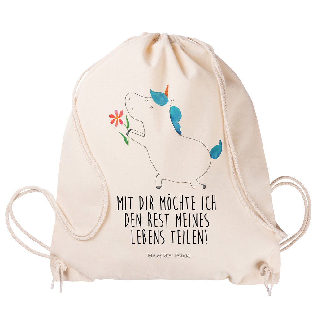 Sportbeutel Einhorn Blume Turnbeutel, Beutel, Sporttasche, Tasche, Stoffbeutel, Einhorn, Einhörner, Einhorn Deko, Pegasus, Unicorn, Liebe, Liebesbeweis, Antrag, Heiratsantrag, Verlobung, Ehepaar, Pärchen, Partner, Freund, Freundin, Ehe, heiraten