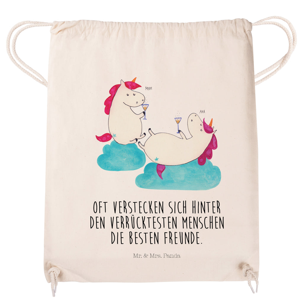 Sportbeutel Einhörner Sekt Turnbeutel, Beutel, Sporttasche, Tasche, Stoffbeutel, Einhorn, Einhörner, Einhorn Deko, Pegasus, Unicorn, Freundinnen, Freundin, BFF, Sekt, Mädelsabend, Spaß, Party, Korken, Anstoßen, Beste