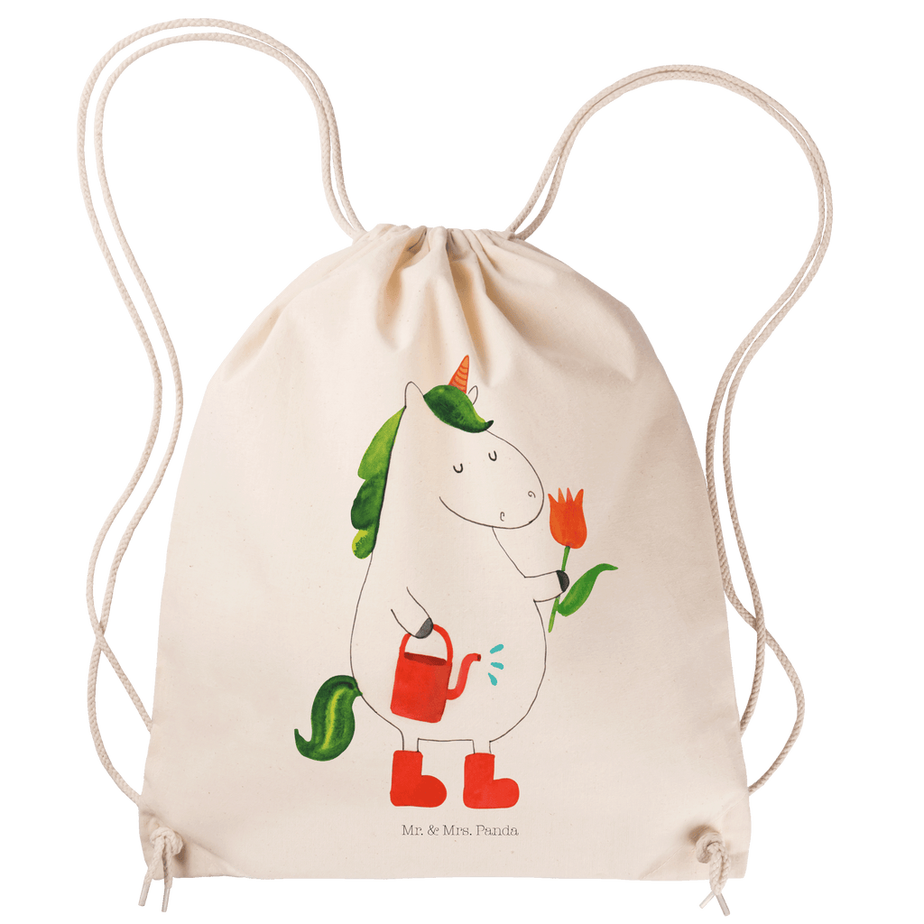 Sportbeutel Einhorn Gärtner Turnbeutel, Beutel, Sporttasche, Tasche, Stoffbeutel, Einhorn, Einhörner, Einhorn Deko, Pegasus, Unicorn, Luftballon, Gießkanne, Giesskanne, Lebenslust, Freude, Blume, Freundin, Garten, Stiefel