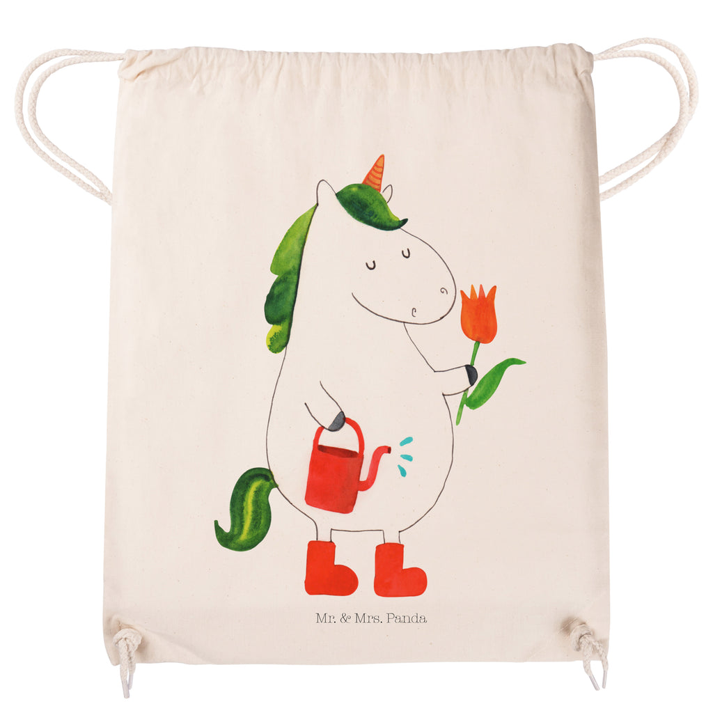 Sportbeutel Einhorn Gärtner Turnbeutel, Beutel, Sporttasche, Tasche, Stoffbeutel, Einhorn, Einhörner, Einhorn Deko, Pegasus, Unicorn, Luftballon, Gießkanne, Giesskanne, Lebenslust, Freude, Blume, Freundin, Garten, Stiefel