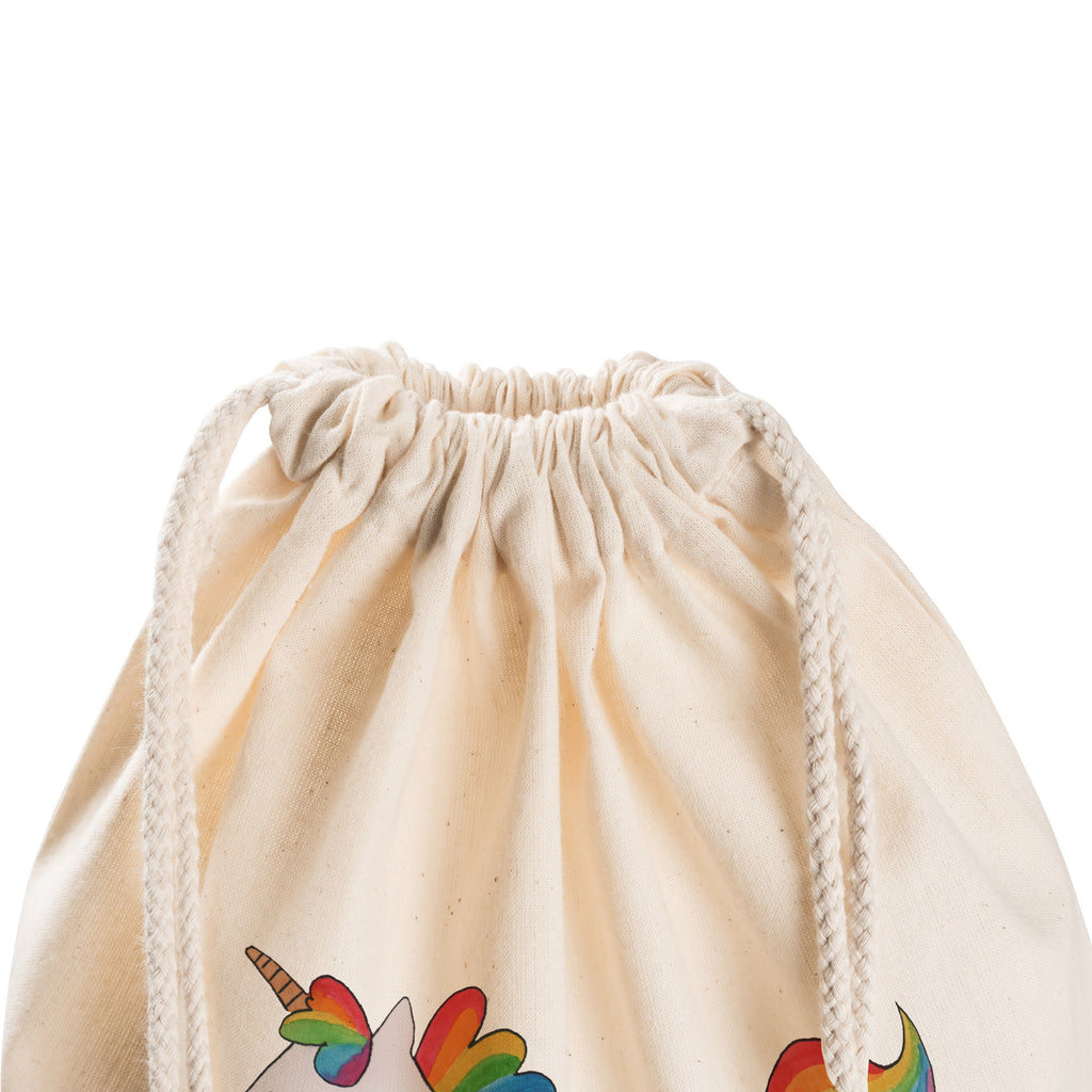 Sportbeutel Einhorn Happy Turnbeutel, Beutel, Sporttasche, Tasche, Stoffbeutel, Einhorn, Einhörner, Einhorn Deko, Pegasus, Unicorn, glücklich, fröhlich, Spaß, Freude, Lebensfreude, witzig, spannend, Lächeln, Lachen