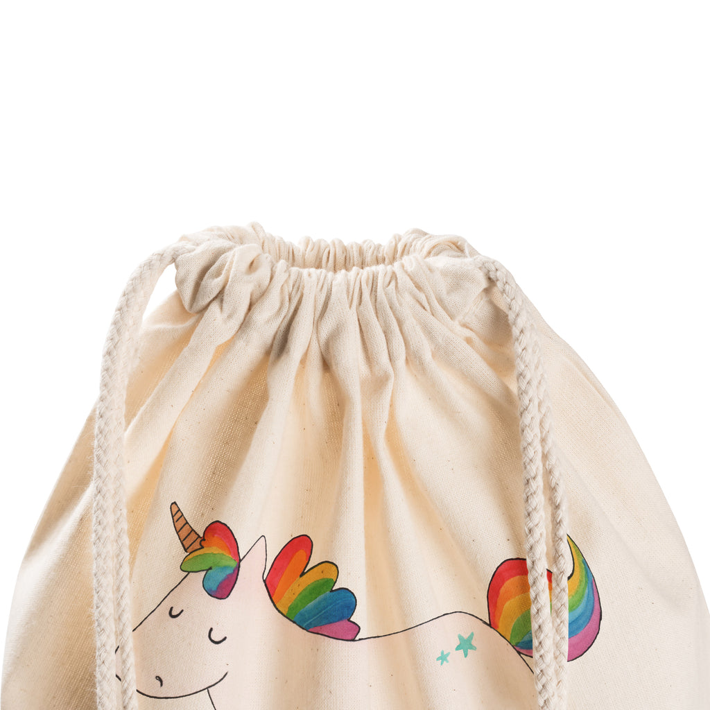 Sportbeutel Einhorn Happy Turnbeutel, Beutel, Sporttasche, Tasche, Stoffbeutel, Einhorn, Einhörner, Einhorn Deko, Pegasus, Unicorn, glücklich, fröhlich, Spaß, Freude, Lebensfreude, witzig, spannend, Lächeln, Lachen
