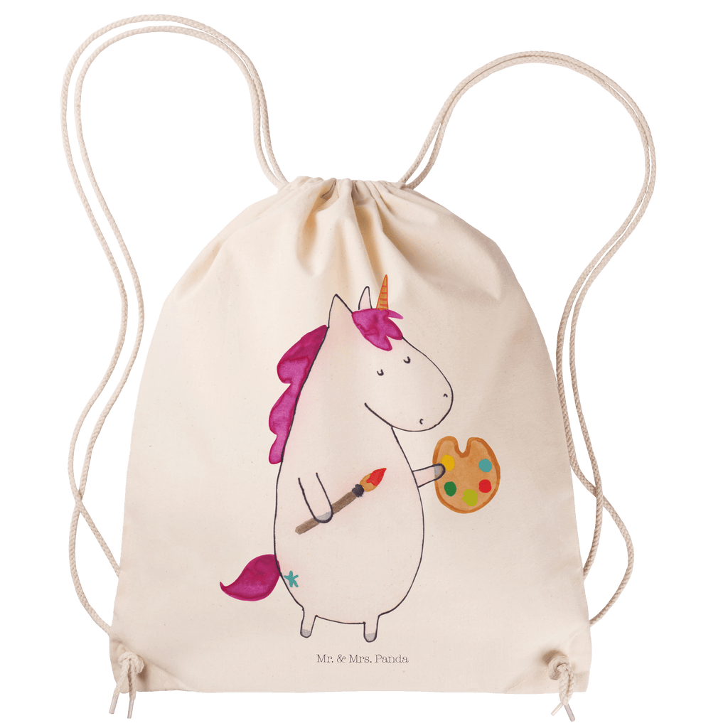 Sportbeutel Einhorn Künstler Turnbeutel, Beutel, Sporttasche, Tasche, Stoffbeutel, Einhorn, Einhörner, Einhorn Deko, Pegasus, Unicorn, Englisch, Künstler, Artist, Malen, Zeichnen, Welt, Farbe, Stift, Pinsel, Geschenk, Maler