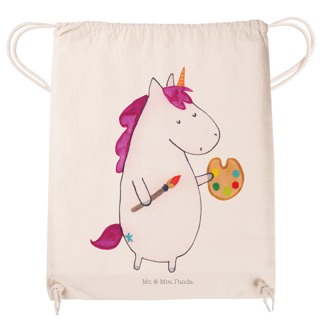 Sportbeutel Einhorn Künstler Turnbeutel, Beutel, Sporttasche, Tasche, Stoffbeutel, Einhorn, Einhörner, Einhorn Deko, Pegasus, Unicorn, Englisch, Künstler, Artist, Malen, Zeichnen, Welt, Farbe, Stift, Pinsel, Geschenk, Maler