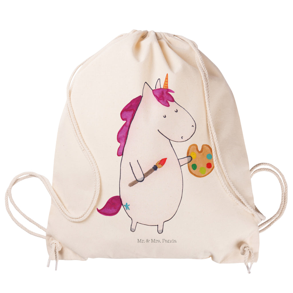 Sportbeutel Einhorn Künstler Turnbeutel, Beutel, Sporttasche, Tasche, Stoffbeutel, Einhorn, Einhörner, Einhorn Deko, Pegasus, Unicorn, Englisch, Künstler, Artist, Malen, Zeichnen, Welt, Farbe, Stift, Pinsel, Geschenk, Maler