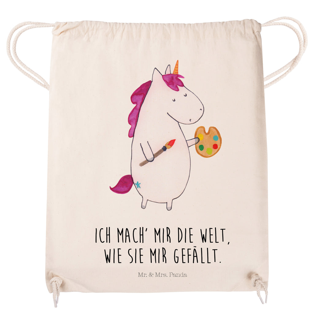 Sportbeutel Einhorn Künstler Turnbeutel, Beutel, Sporttasche, Tasche, Stoffbeutel, Einhorn, Einhörner, Einhorn Deko, Pegasus, Unicorn, Englisch, Künstler, Artist, Malen, Zeichnen, Welt, Farbe, Stift, Pinsel, Geschenk, Maler