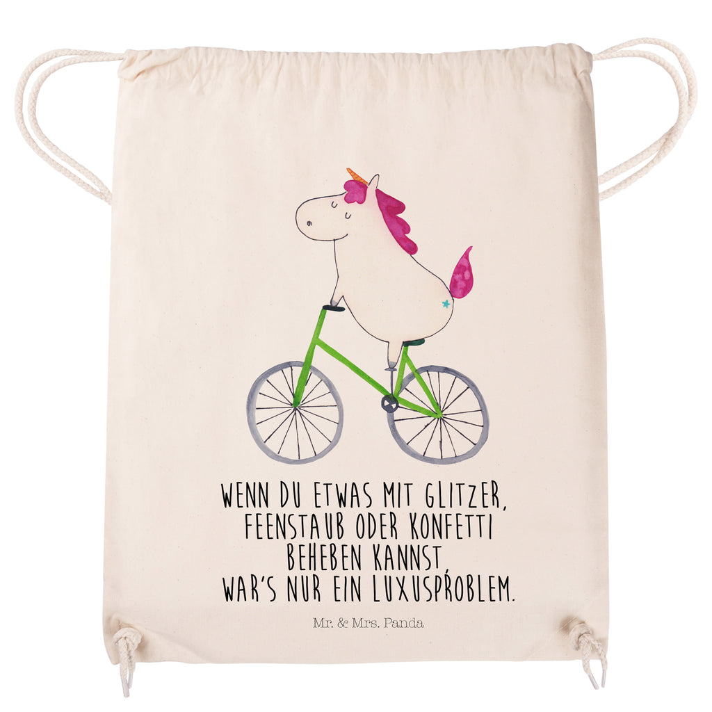 Sportbeutel Einhorn Radfahrer Turnbeutel, Beutel, Sporttasche, Tasche, Stoffbeutel, Einhorn, Einhörner, Einhorn Deko, Pegasus, Unicorn, Radfahren, Radfahrer, Rad, Bike, Feenstaub, Konfetti, Luxusproblem, Kummer, Liebeskummer