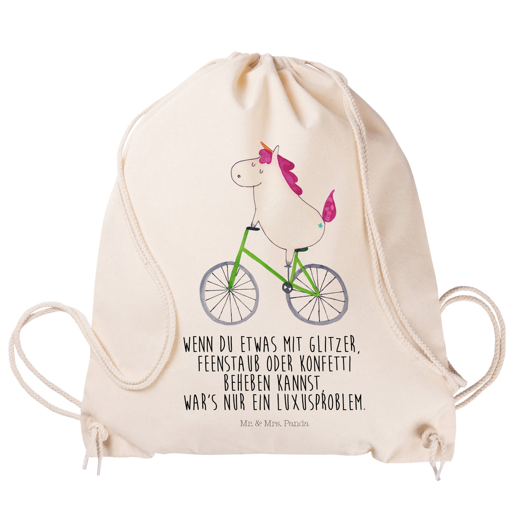 Sportbeutel Einhorn Radfahrer Turnbeutel, Beutel, Sporttasche, Tasche, Stoffbeutel, Einhorn, Einhörner, Einhorn Deko, Pegasus, Unicorn, Radfahren, Radfahrer, Rad, Bike, Feenstaub, Konfetti, Luxusproblem, Kummer, Liebeskummer