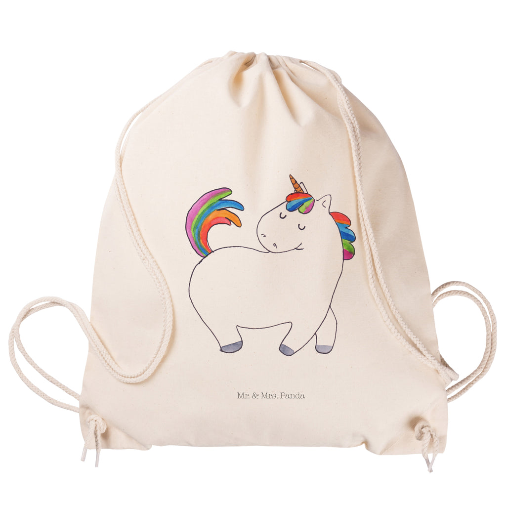 Sportbeutel Einhorn stolzierend Turnbeutel, Beutel, Sporttasche, Tasche, Stoffbeutel, Einhorn, Einhörner, Einhorn Deko, Pegasus, Unicorn, stolz, anders, bunt, Pferd, Reiter, Reiten, Freundin, Geschenk