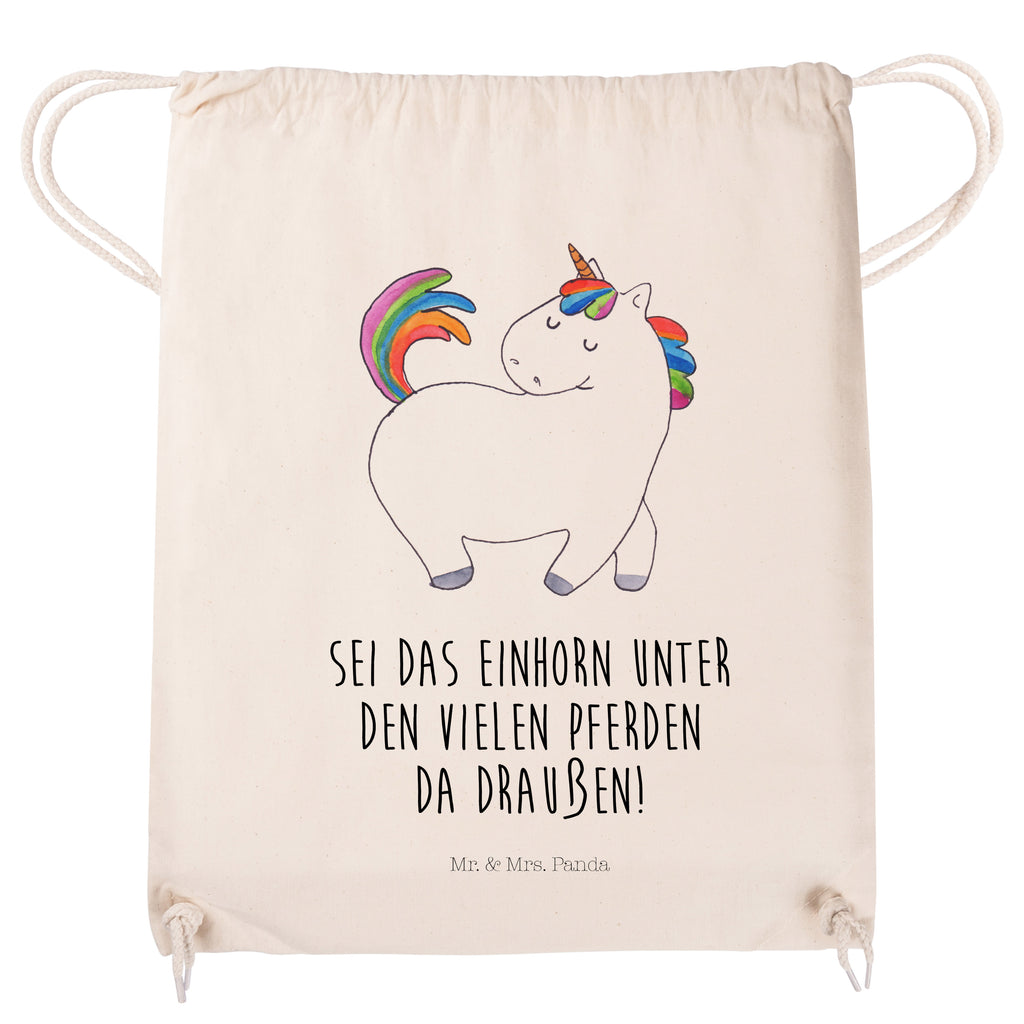 Sportbeutel Einhorn stolzierend Turnbeutel, Beutel, Sporttasche, Tasche, Stoffbeutel, Einhorn, Einhörner, Einhorn Deko, Pegasus, Unicorn, stolz, anders, bunt, Pferd, Reiter, Reiten, Freundin, Geschenk