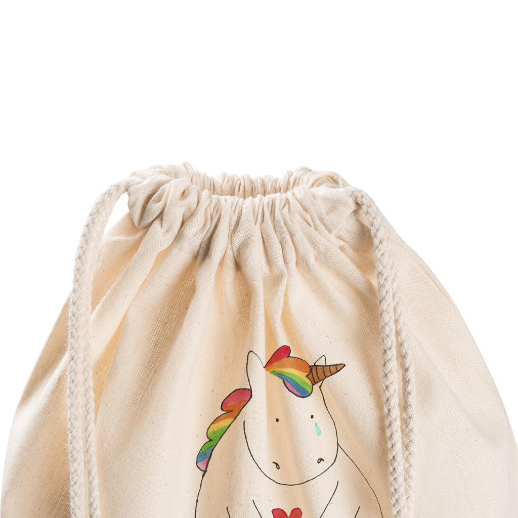 Sportbeutel Einhorn Traurig Turnbeutel, Beutel, Sporttasche, Tasche, Stoffbeutel, Einhorn, Einhörner, Einhorn Deko, Pegasus, Unicorn, Glitzer, Trösten. Freundschaft, Freunde, Liebe, Trauer, Grußkarte, Blume