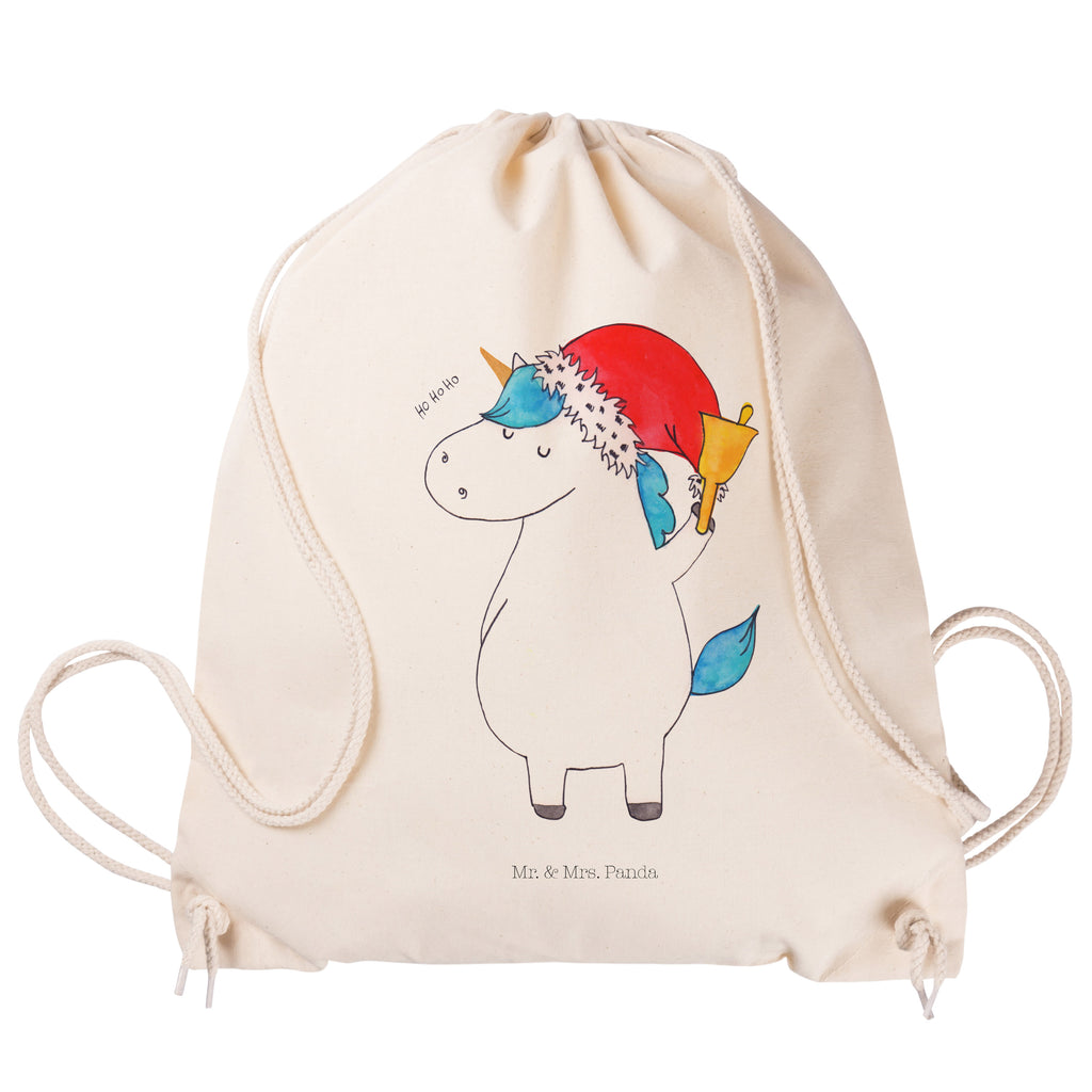 Sportbeutel Einhorn Weihnachtsmann Turnbeutel, Beutel, Sporttasche, Tasche, Stoffbeutel, Einhorn, Einhörner, Einhorn Deko, Pegasus, Unicorn, Gin, Schokolade, Schoki, Weihnachten, Weihnachtsmann, Nikolaus, Wunschzettel, Wunschliste, Feenstaub