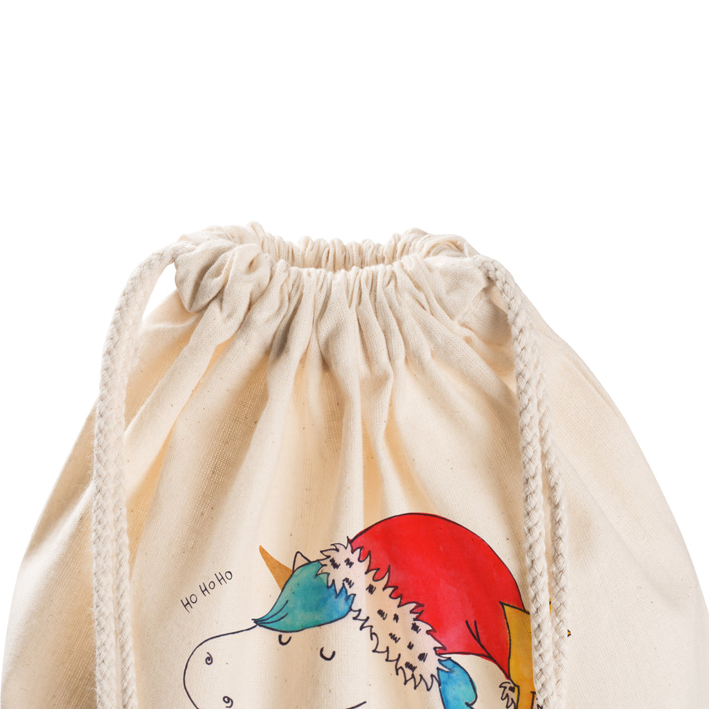 Sportbeutel Einhorn Weihnachtsmann Turnbeutel, Beutel, Sporttasche, Tasche, Stoffbeutel, Einhorn, Einhörner, Einhorn Deko, Pegasus, Unicorn, Gin, Schokolade, Schoki, Weihnachten, Weihnachtsmann, Nikolaus, Wunschzettel, Wunschliste, Feenstaub