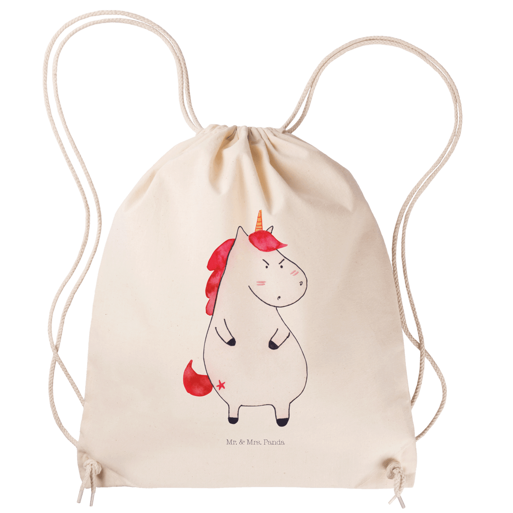 Sportbeutel Einhorn wütend Turnbeutel, Beutel, Sporttasche, Tasche, Stoffbeutel, Einhorn, Einhörner, Einhorn Deko, Pegasus, Unicorn, Realität, Ansage, lustlos, nein, Büro, Arbeit, wütend, dumme Fragen, lustig, Spaß, Geschenk