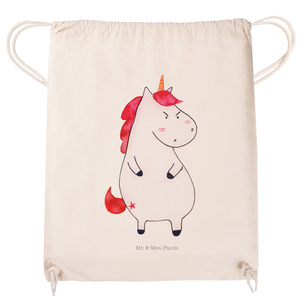 Sportbeutel Einhorn wütend Turnbeutel, Beutel, Sporttasche, Tasche, Stoffbeutel, Einhorn, Einhörner, Einhorn Deko, Pegasus, Unicorn, Realität, Ansage, lustlos, nein, Büro, Arbeit, wütend, dumme Fragen, lustig, Spaß, Geschenk