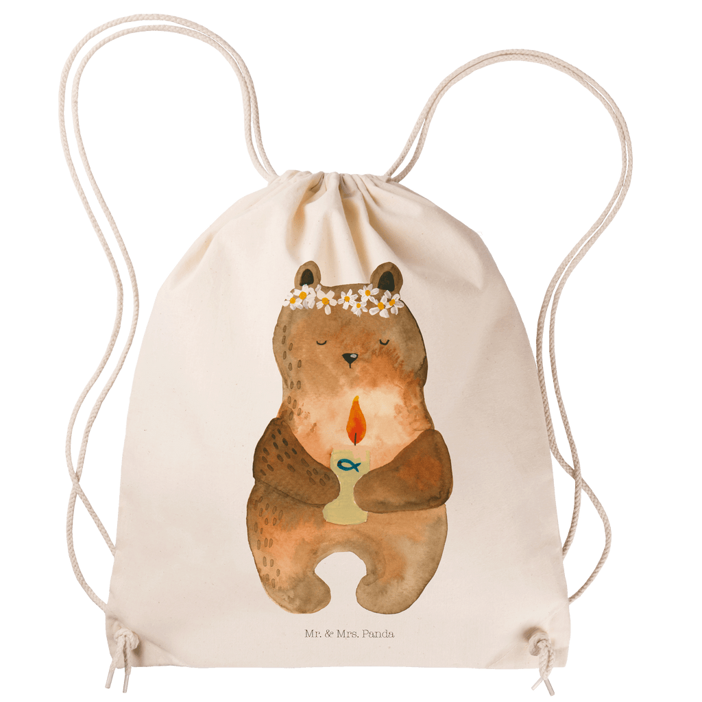 Sportbeutel Kommunion-Bär Turnbeutel, Beutel, Sporttasche, Tasche, Stoffbeutel, Bär, Teddy, Teddybär, Kommunion, Gottes Segen, Taufkerze, katholisch