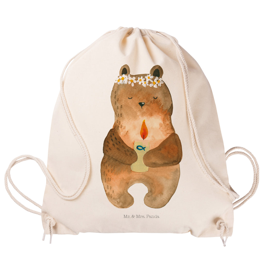 Sportbeutel Kommunion-Bär Turnbeutel, Beutel, Sporttasche, Tasche, Stoffbeutel, Bär, Teddy, Teddybär, Kommunion, Gottes Segen, Taufkerze, katholisch