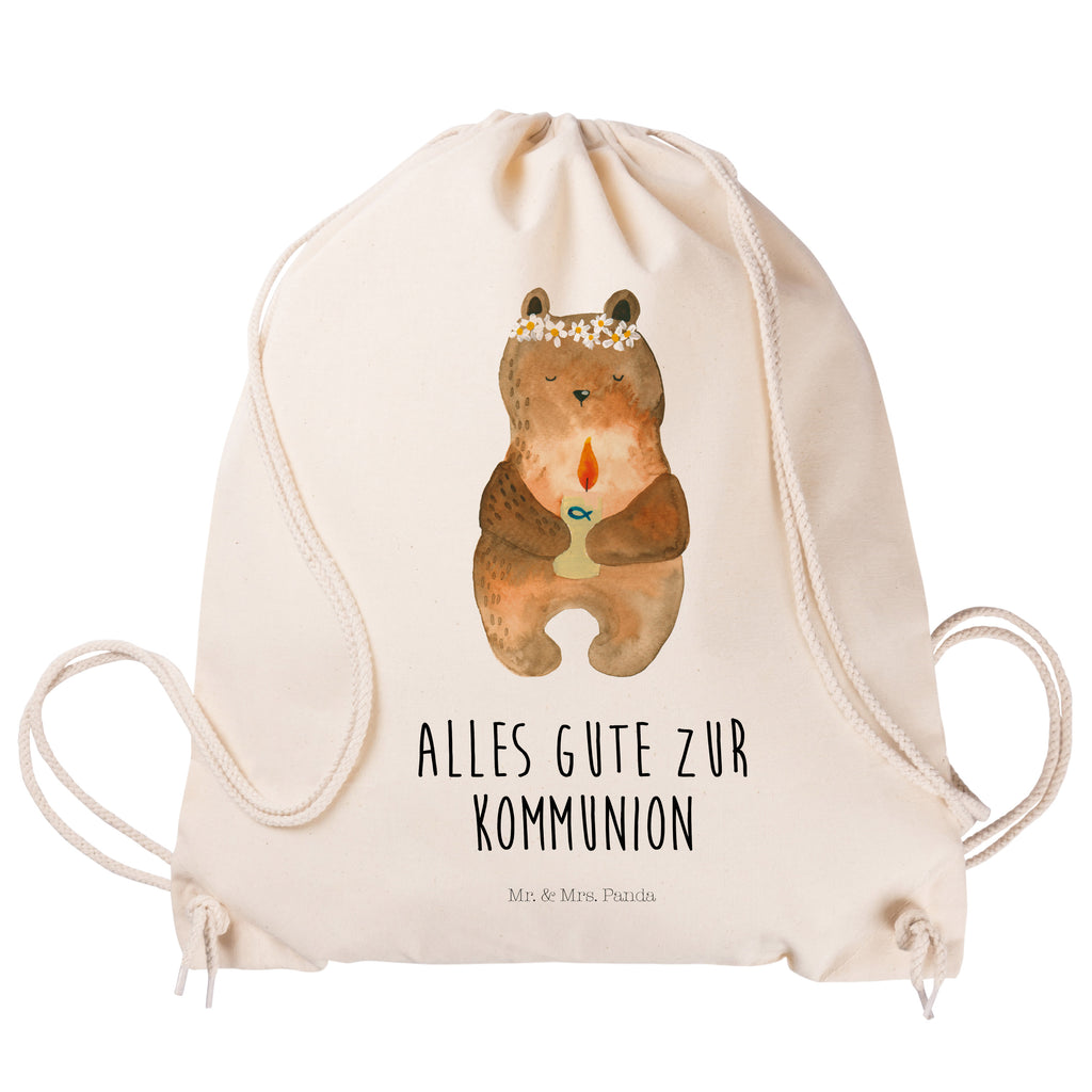 Sportbeutel Kommunion-Bär Turnbeutel, Beutel, Sporttasche, Tasche, Stoffbeutel, Bär, Teddy, Teddybär, Kommunion, Gottes Segen, Taufkerze, katholisch
