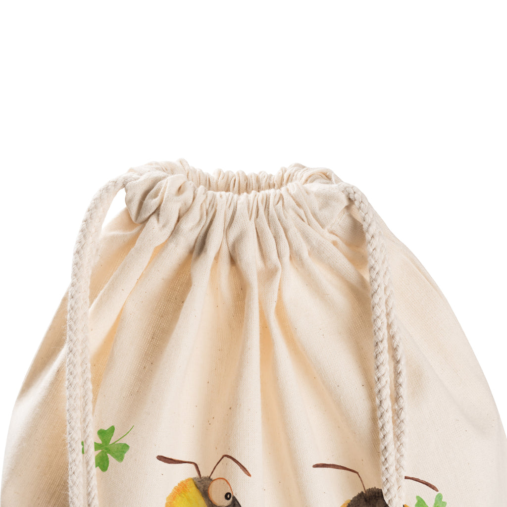 Sportbeutel Hummeln mit Kleeblatt Turnbeutel, Beutel, Sporttasche, Tasche, Stoffbeutel, Tiermotive, Gute Laune, lustige Sprüche, Tiere, Hummel, Biene, Spruch positiv, Biene Deko, Spruch schön, glücklich sein, glücklich werden, Spruch fröhlich