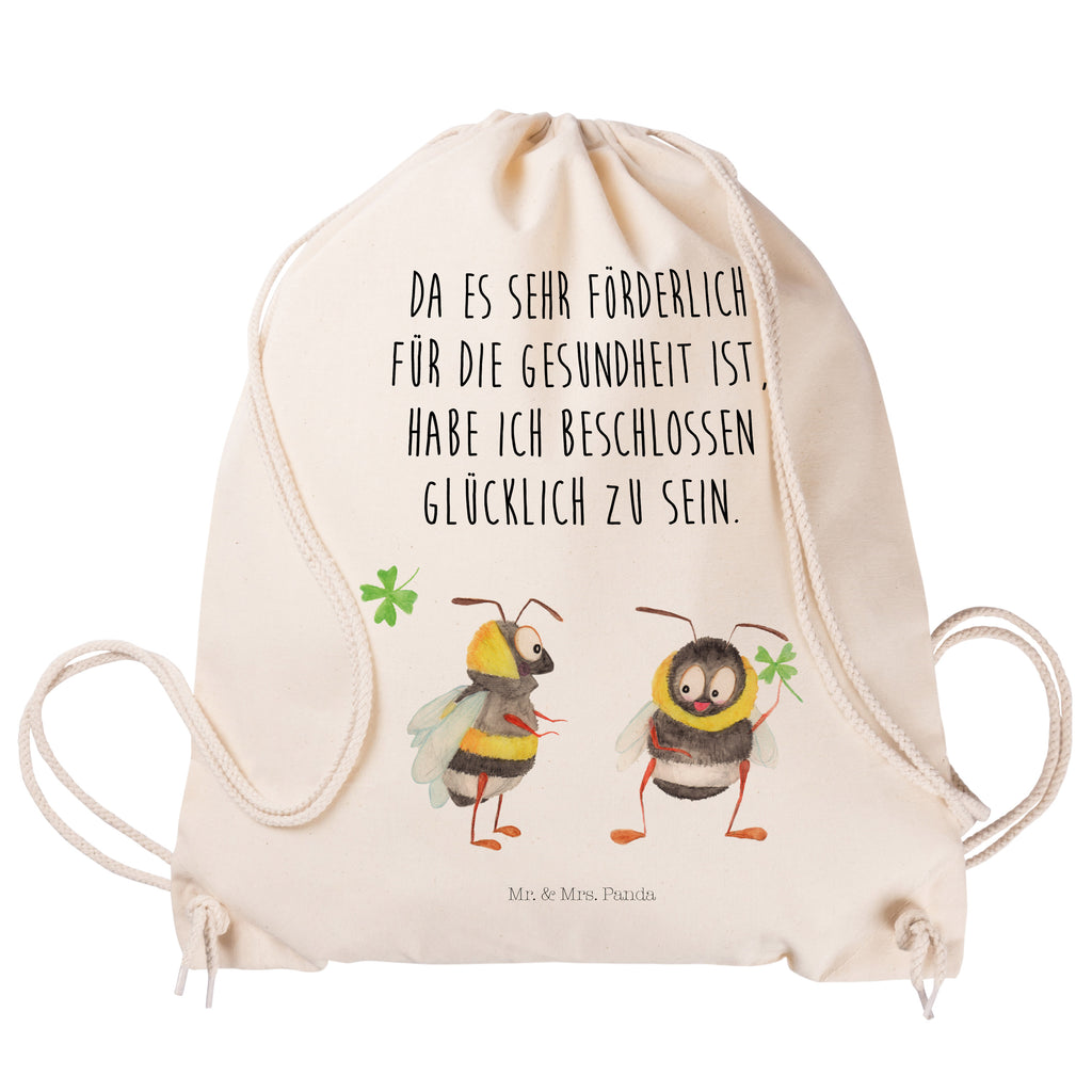 Sportbeutel Hummeln mit Kleeblatt Turnbeutel, Beutel, Sporttasche, Tasche, Stoffbeutel, Tiermotive, Gute Laune, lustige Sprüche, Tiere, Hummel, Biene, Spruch positiv, Biene Deko, Spruch schön, glücklich sein, glücklich werden, Spruch fröhlich