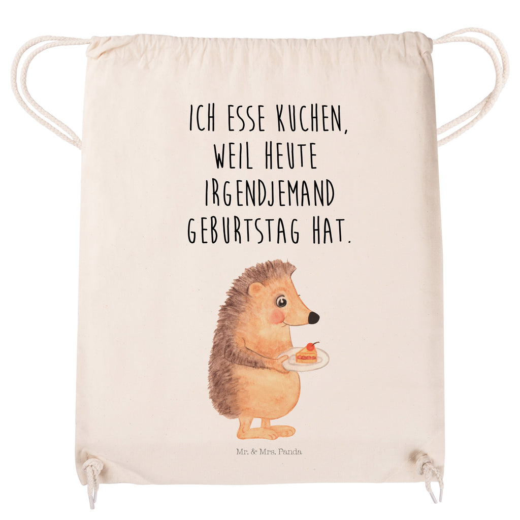 Sportbeutel Igel mit Kuchenstück Turnbeutel, Beutel, Sporttasche, Tasche, Stoffbeutel, Tiermotive, Gute Laune, lustige Sprüche, Tiere, Igel, Essen Spruch, Kuchen, Backen Geschenk, Kuchen backen, Einladung Party, Geburtstagskuchen, Torte