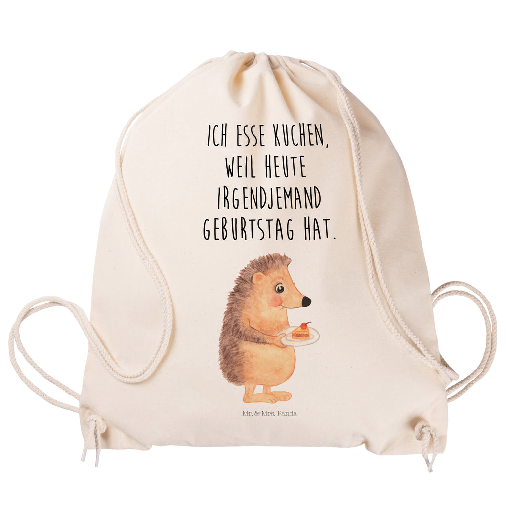 Sportbeutel Igel mit Kuchenstück Turnbeutel, Beutel, Sporttasche, Tasche, Stoffbeutel, Tiermotive, Gute Laune, lustige Sprüche, Tiere, Igel, Essen Spruch, Kuchen, Backen Geschenk, Kuchen backen, Einladung Party, Geburtstagskuchen, Torte