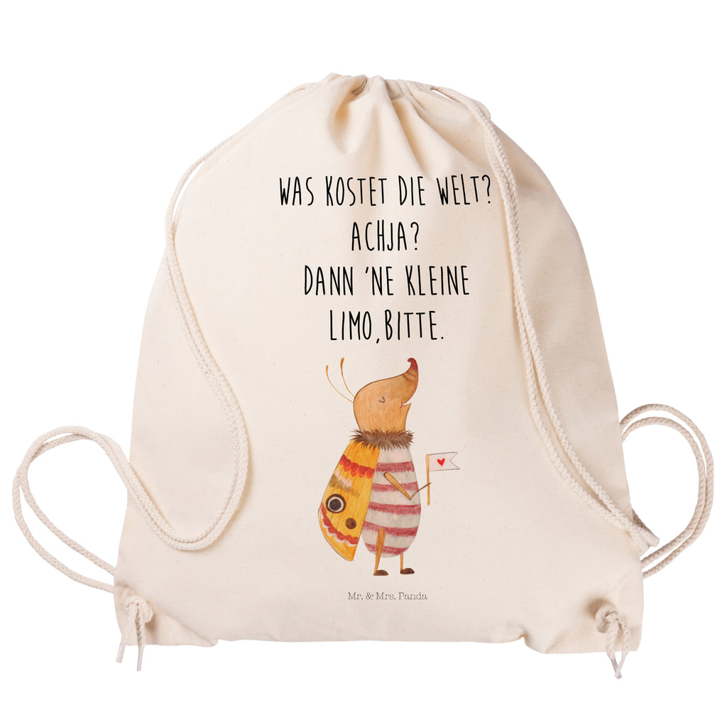 Sportbeutel Nachtfalter mit Fähnchen Turnbeutel, Beutel, Sporttasche, Tasche, Stoffbeutel, Tiermotive, Gute Laune, lustige Sprüche, Tiere, Nachtfalter, Käfer, Spruch lustig, Spruch witzig, süß, niedlich, Küche Deko, Was kostet die Welt