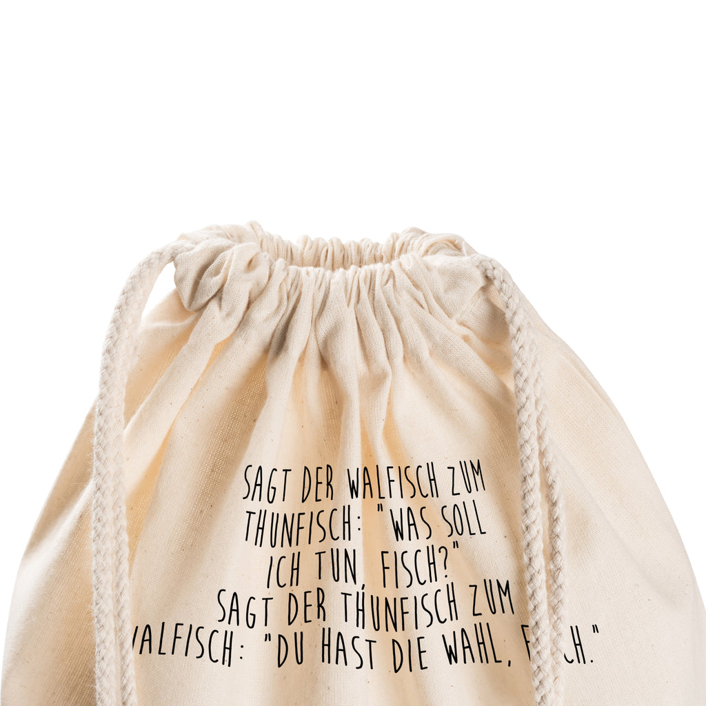 Sportbeutel Walfisch & Thunfisch Turnbeutel, Beutel, Sporttasche, Tasche, Stoffbeutel, Tiermotive, Gute Laune, lustige Sprüche, Tiere, Wal, Wahl, Tunfisch, Wortwitz lustig, Spruch lustig, Flachwitz, Witz, Spruch des Tages, Flachwitz Geschenk