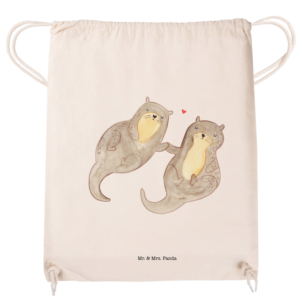 Sportbeutel Otter händchenhaltend Turnbeutel, Beutel, Sporttasche, Tasche, Stoffbeutel, Otter, Fischotter, Seeotter, Otter Seeotter See Otter